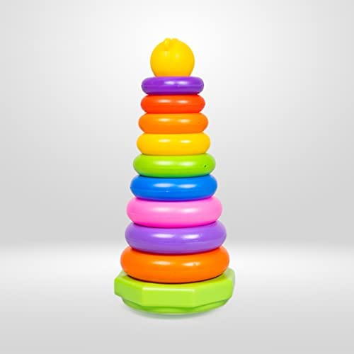 TOYZTREND Plastic Baby Kids Teddy Stacking Ring Jumbo Stack Up Educational Toy Assorted color Rings Tower Construction Toys