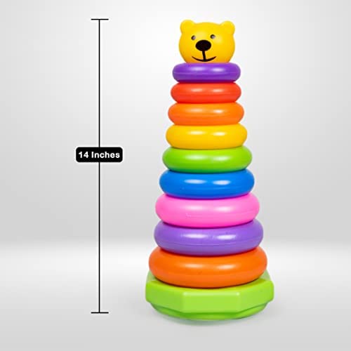 TOYZTREND Plastic Baby Kids Teddy Stacking Ring Jumbo Stack Up Educational Toy Assorted color Rings Tower Construction Toys