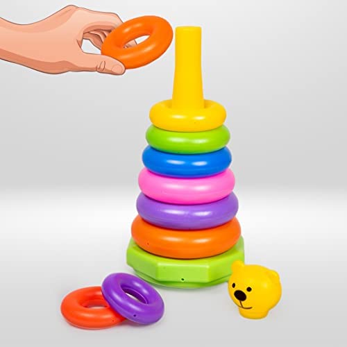 TOYZTREND Plastic Baby Kids Teddy Stacking Ring Jumbo Stack Up Educational Toy Assorted color Rings Tower Construction Toys