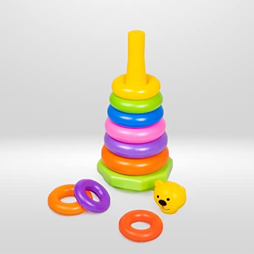 TOYZTREND Plastic Baby Kids Teddy Stacking Ring Jumbo Stack Up Educational Toy Assorted color Rings Tower Construction Toys