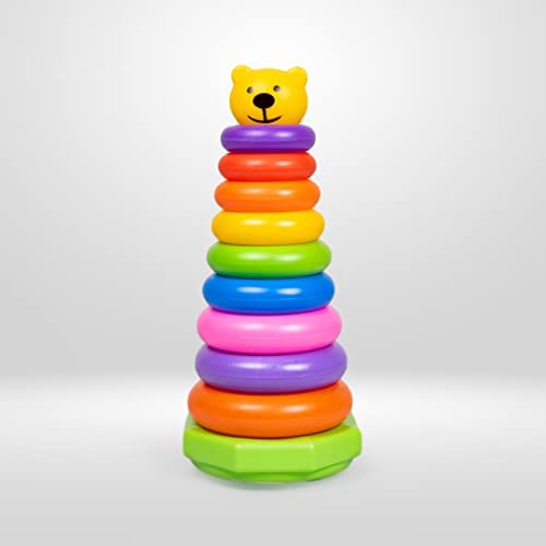 TOYZTREND Plastic Baby Kids Teddy Stacking Ring Jumbo Stack Up Educational Toy Assorted color Rings Tower Construction Toys