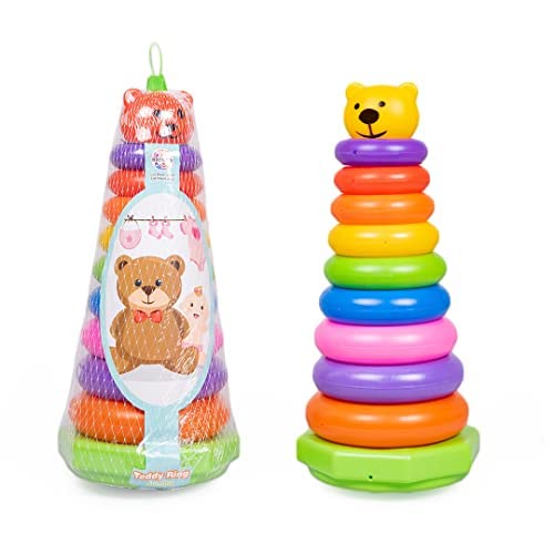 TOYZTREND Plastic Baby Kids Teddy Stacking Ring Jumbo Stack Up Educational Toy Assorted color Rings Tower Construction Toys