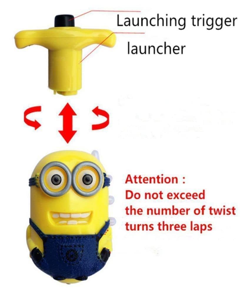 Flashing Plastic Magic Lattoo Top Toy // Toy with LED Lights Music Attractive Toy // Non-Toxic and Safe Spinning Top // Spinning Top Toy for Baby and Toddlers (Pack of 1) (Minion) (4) (1)