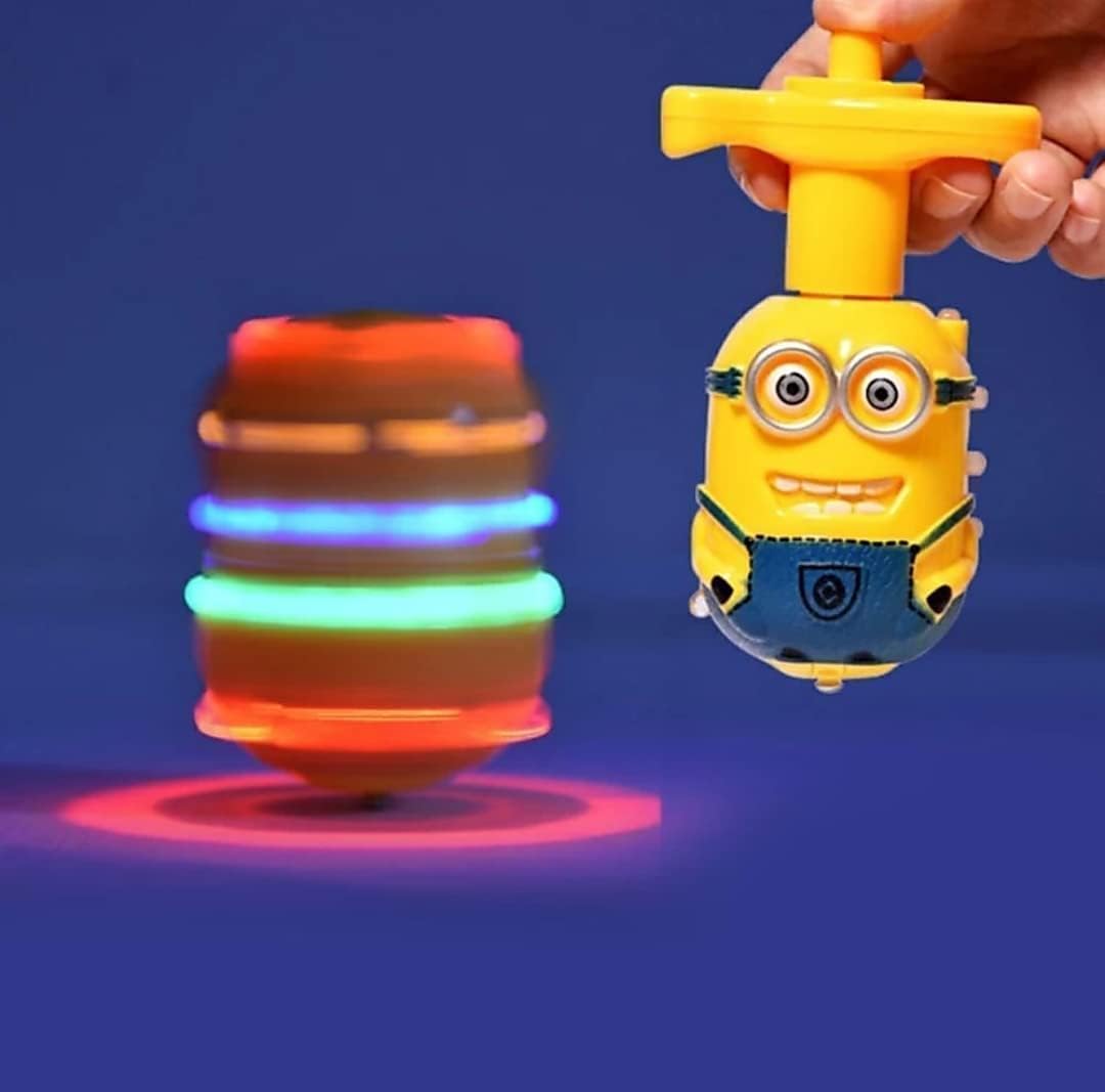 Flashing Plastic Magic Lattoo Top Toy // Toy with LED Lights Music Attractive Toy // Non-Toxic and Safe Spinning Top // Spinning Top Toy for Baby and Toddlers (Pack of 1) (Minion) (4) (1)