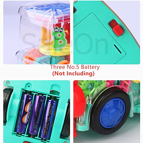 SaleOn Big Size Electric Gear Train Toys with Cool Light & Sound Effect Automatic 360 Degree Rotating Transparent Gear Train Engine Gear Mechanical Concept Educational Toys for Kids Mix Colors