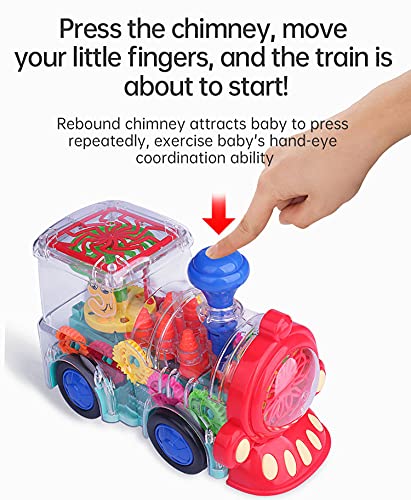 SaleOn Big Size Electric Gear Train Toys with Cool Light & Sound Effect Automatic 360 Degree Rotating Transparent Gear Train Engine Gear Mechanical Concept Educational Toys for Kids Mix Colors