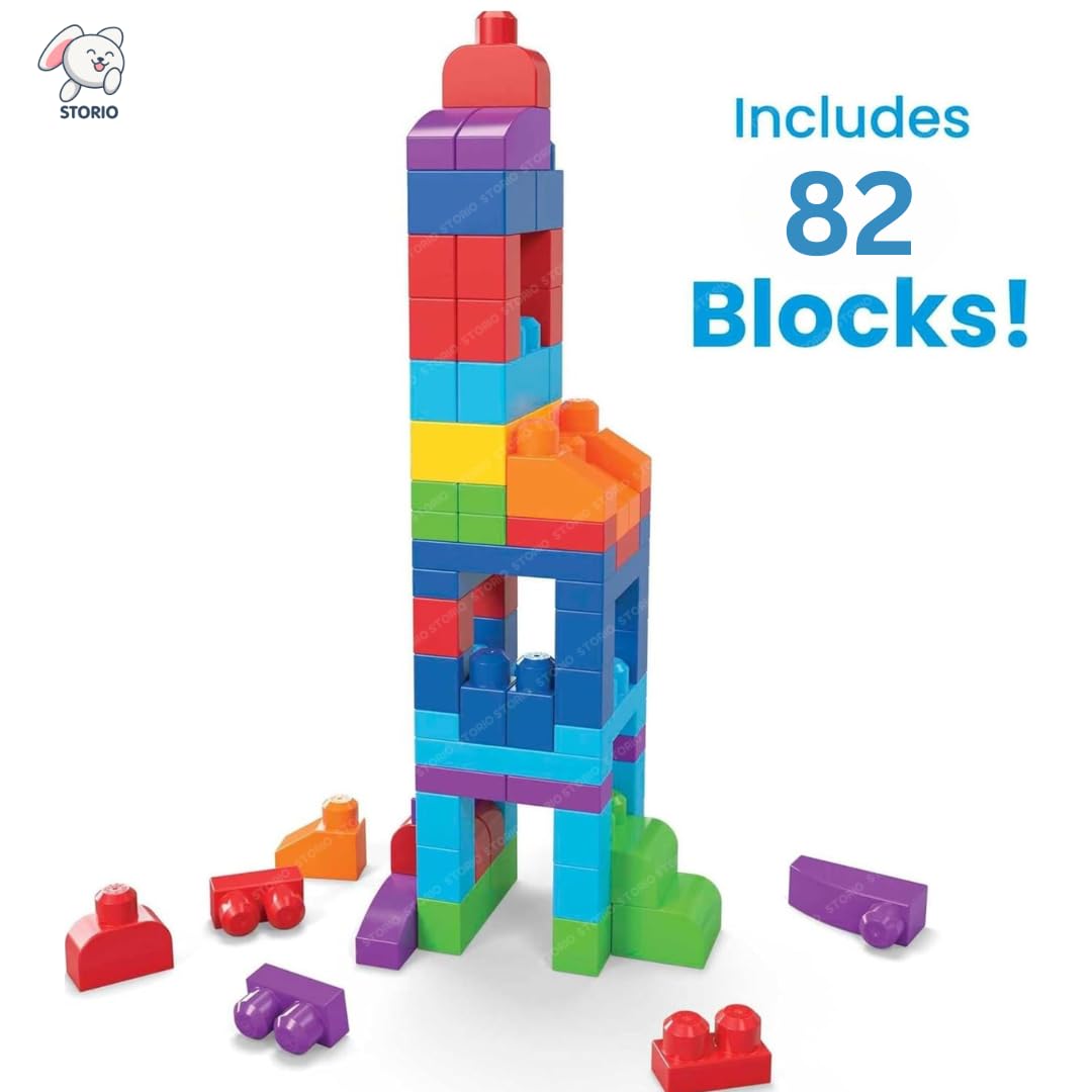 Storio 82 Pcs Big Building Blocks Set for Kids | Mega Size Construction Toy for Boys & Girls | Educational Interlocking Blocks for Toddlers | Creative Gift for Children 2-6 Years