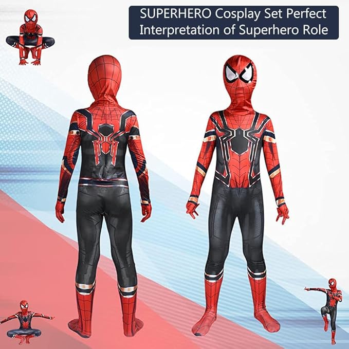 GUSTAVE® Spiderman Costume Set for Kids, 3D Prints Spider Man Bodysuit, Super Hero Cosplay for 3-12 Years Boys Girls, Party Halloween Christmas Gifts