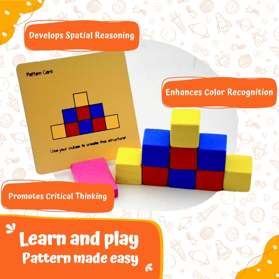 Skillofun Wooden Cube Pattern Puzzle Box | Blocks for Kids | Kids Learning Toys | Cube Puzzle Toddler Toys | 3D Building Blocks | Engaging Toy for 1+ Year Old | Wooden Puzzles