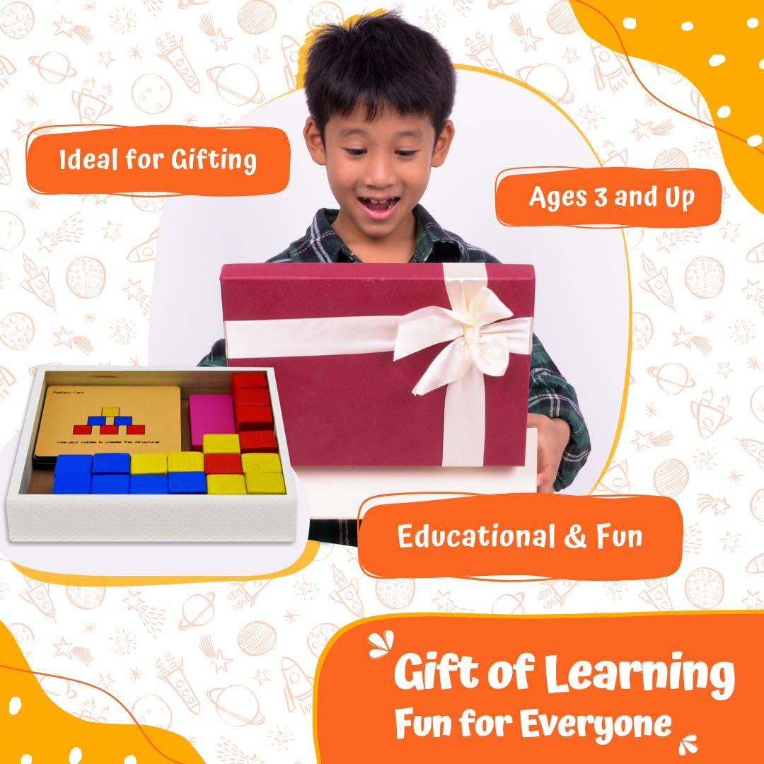 Skillofun Wooden Cube Pattern Puzzle Box | Blocks for Kids | Kids Learning Toys | Cube Puzzle Toddler Toys | 3D Building Blocks | Engaging Toy for 1+ Year Old | Wooden Puzzles