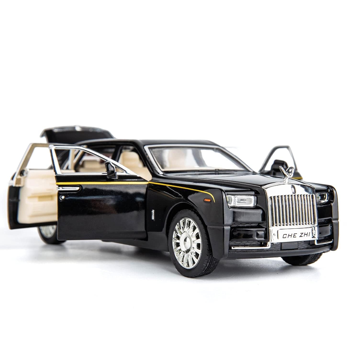 Okean Exclusive Alloy Metal Pull Back Die-cast Car 1:32 Roll Royce Phantom Diecast Metal Pullback Toy car with Openable Doors & Light, Music Boys Gifts Toys for Kids【 Black 】