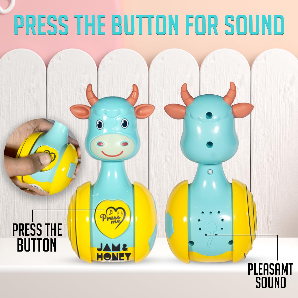 Amazon Brand - Jam & Honey Baby Rattle Tumbler Set of 2 I Best Learning Toy Pushing Or Holding Toys | Baby Development Toys