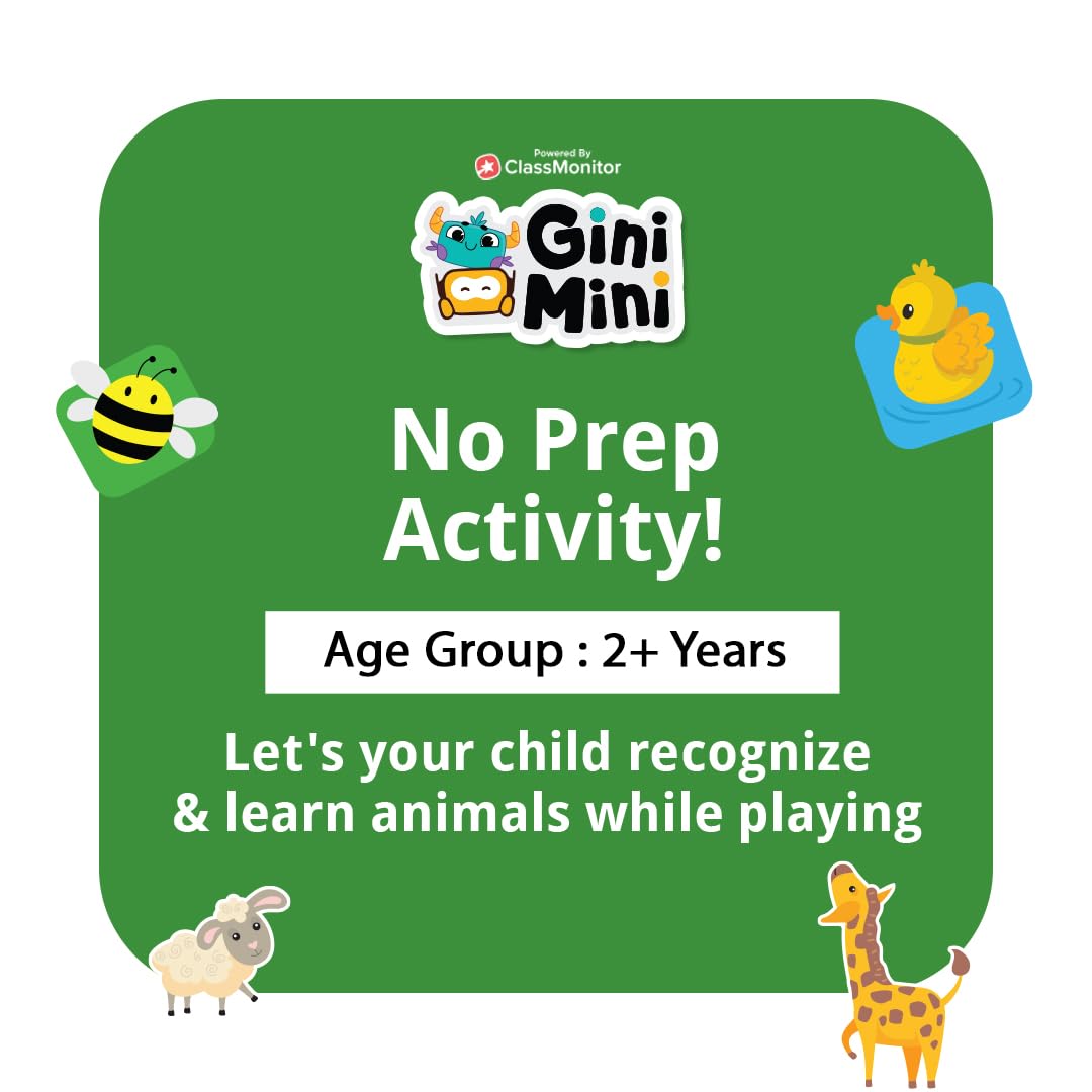 GiniMini Animals Jigsaw Puzzle for Kids 2 3 4 5 Years | Educational 2 Piece Puzzle for Memory & Motor Skills | Return & Birthday Gifts for Boys & Girls