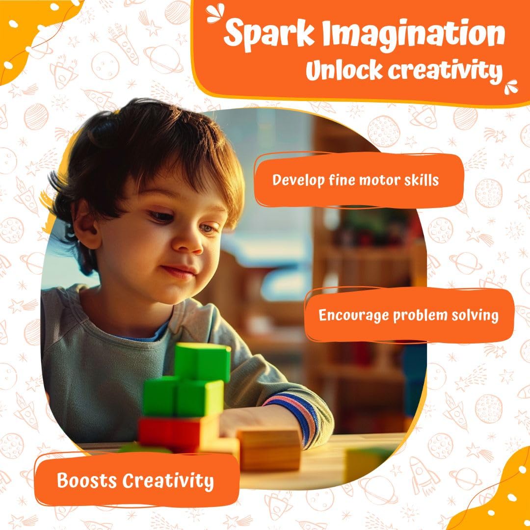 Skillofun Wooden Cube Pattern Puzzle Box | Blocks for Kids | Kids Learning Toys | Cube Puzzle Toddler Toys | 3D Building Blocks | Engaging Toy for 1+ Year Old | Wooden Puzzles