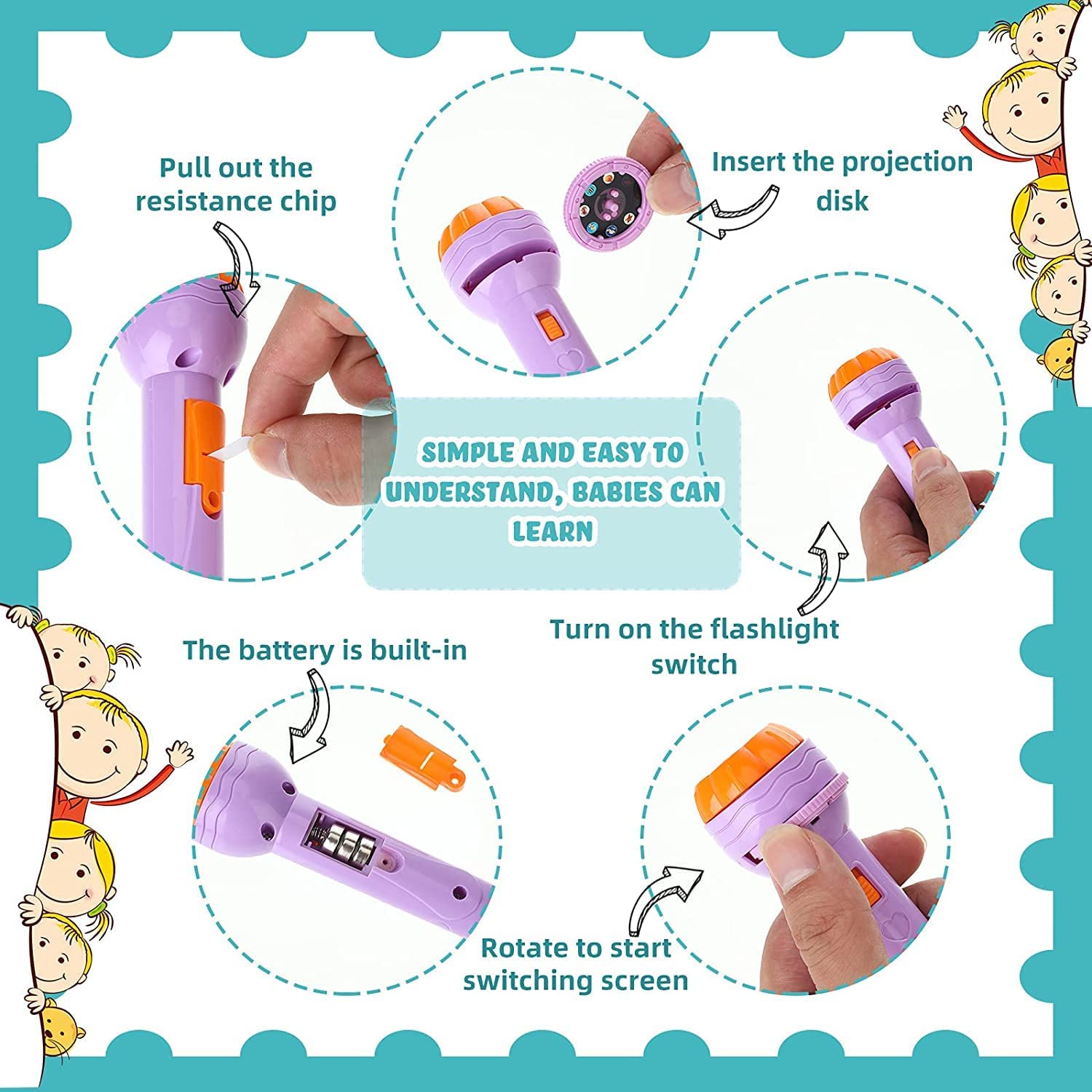 Storio 3 Slide Projector Flashlight Torch with 24 Patterns, Including ABCD Alphabets, Animals, Fruits Slides - Enhances Learning and Play, Perfect Night Light Gift for 7-Year-Old Boys and Girls