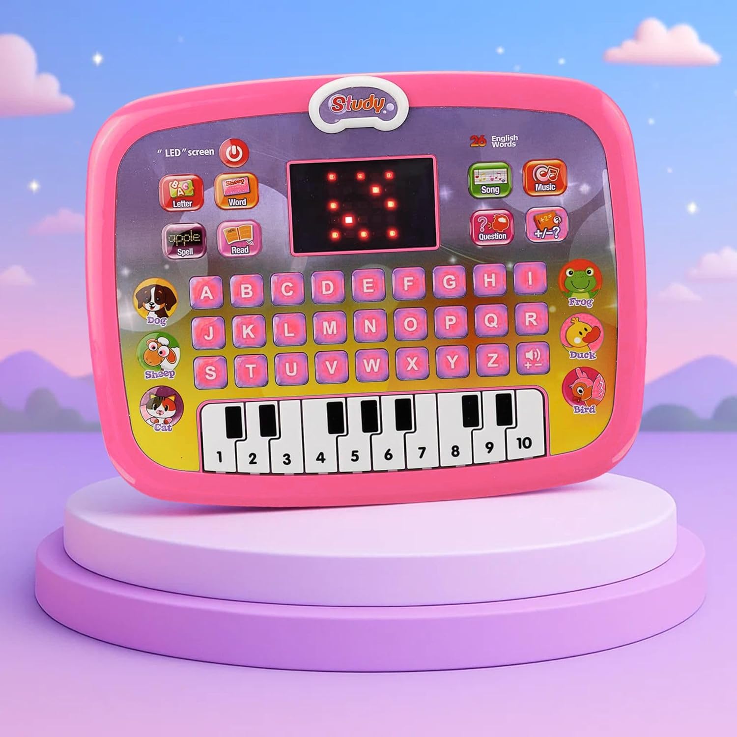 Graphene Educational Tablet Computer for Kids Laptop Piano with Led Screen & Music Games Fun Activities Toys Gift for 2-5 Years Girl Boy Toddlers Smart Play Keyboard Engaging Learning Toy Study Toys