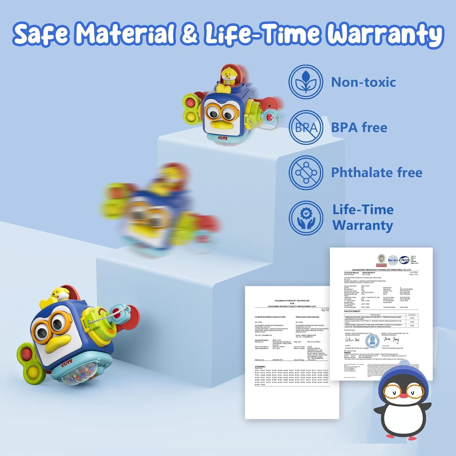 BLiSS HUES Busy Cube for Kids Montessori Toy Sensory Busy Board Travel Toy for Toddlers (Multicolored)