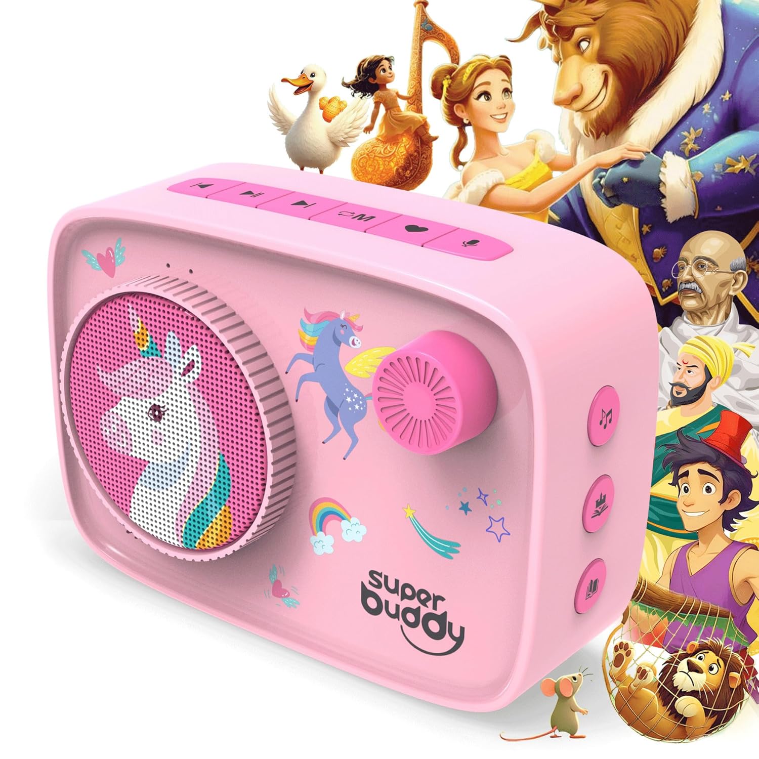 TARBULL Superbuddy Unicorn Toys for Girls - Kids Speaker with 900+ Stories & Rhymes Preloaded in English & Hindi | Voice Recording | Bluetooth | Birthday Gift for Girls | Toys for 2 + Year Old Kids