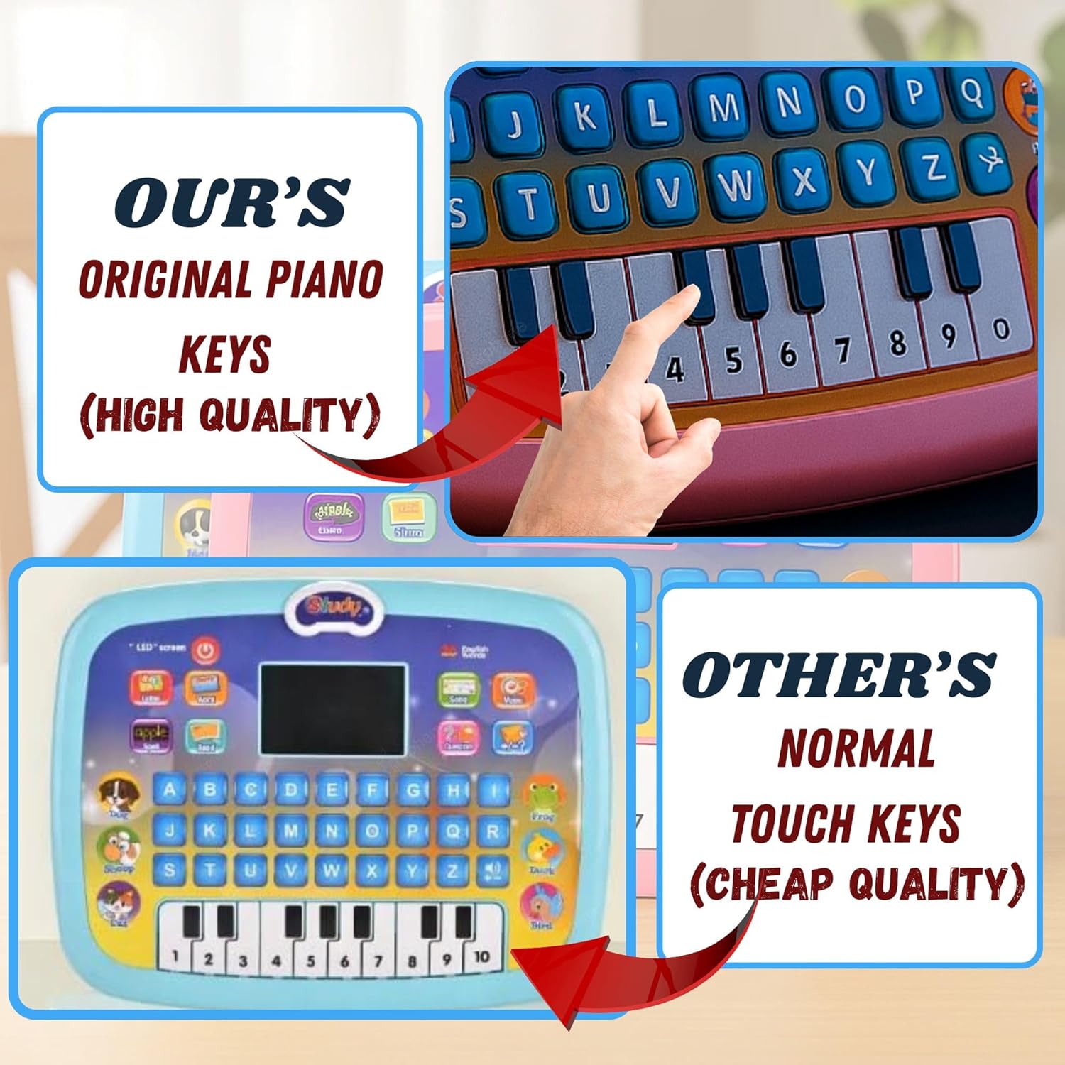 Graphene Educational Tablet Computer for Kids Laptop Piano with Led Screen & Music Games Fun Activities Toys Gift for 2-5 Years Girl Boy Toddlers Smart Play Keyboard Engaging Learning Toy Study Toys