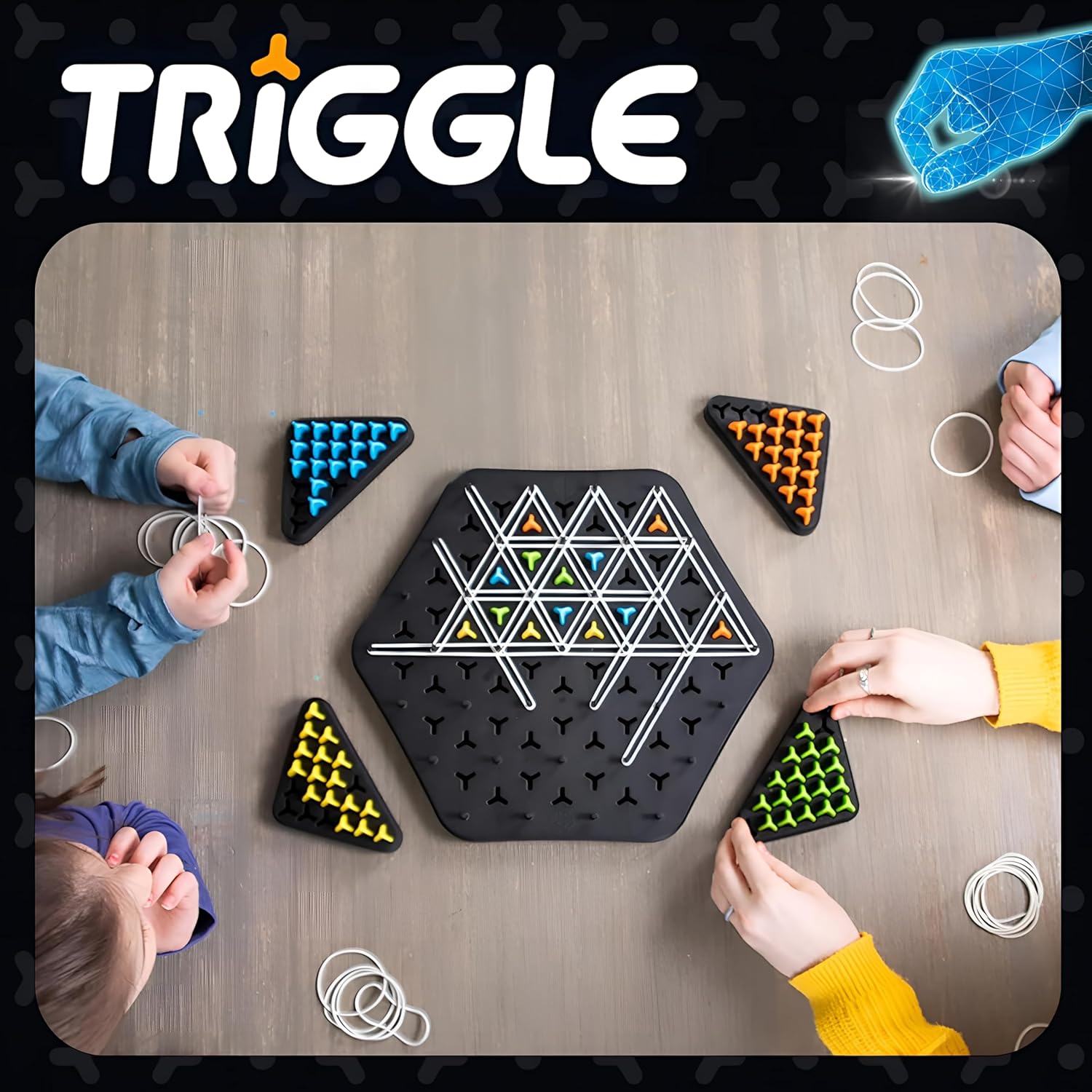 ROSTON Triggle Game: Triangle Building Board Game, 2-4 Players, Ages 3+
