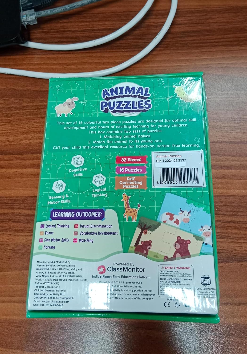 GiniMini Animals Jigsaw Puzzle for Kids 2 3 4 5 Years | Educational 2 Piece Puzzle for Memory & Motor Skills | Return & Birthday Gifts for Boys & Girls