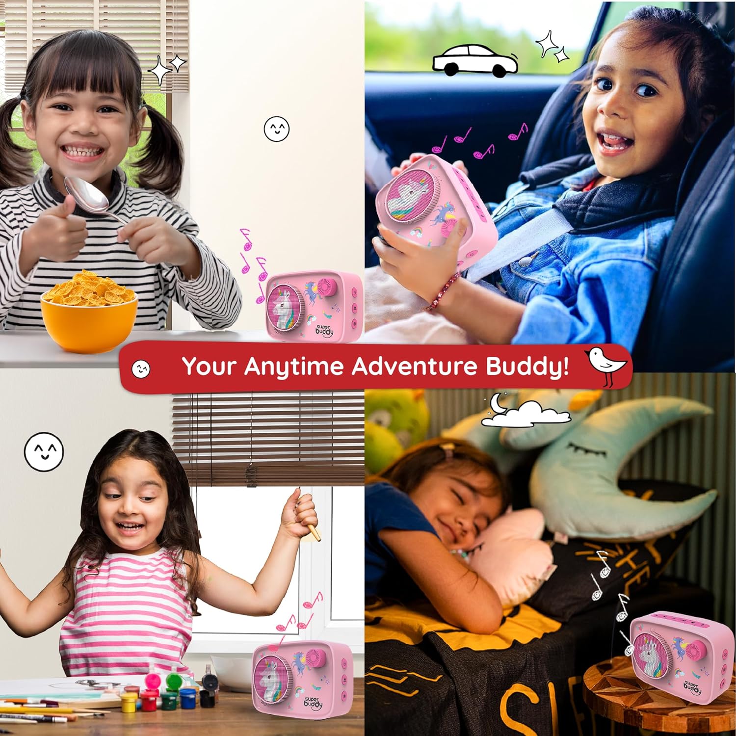 TARBULL Superbuddy Unicorn Toys for Girls - Kids Speaker with 900+ Stories & Rhymes Preloaded in English & Hindi | Voice Recording | Bluetooth | Birthday Gift for Girls | Toys for 2 + Year Old Kids